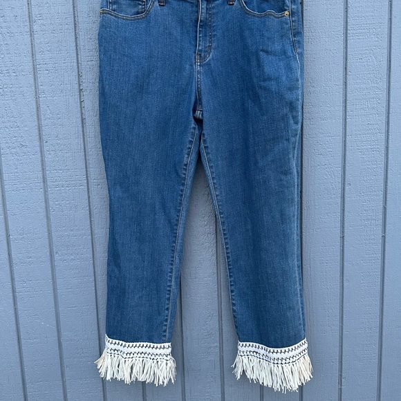 Tory Burch Connor Cropped Fringe Hem Jeans - Picture 2 of 7